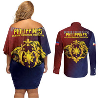 Philippines 127th Independence Day Couples Matching Off Shoulder Short Dress and Long Sleeve Button Shirt Special Style