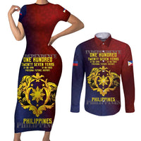 Philippines 127th Independence Day Couples Matching Short Sleeve Bodycon Dress and Long Sleeve Button Shirt Special Style