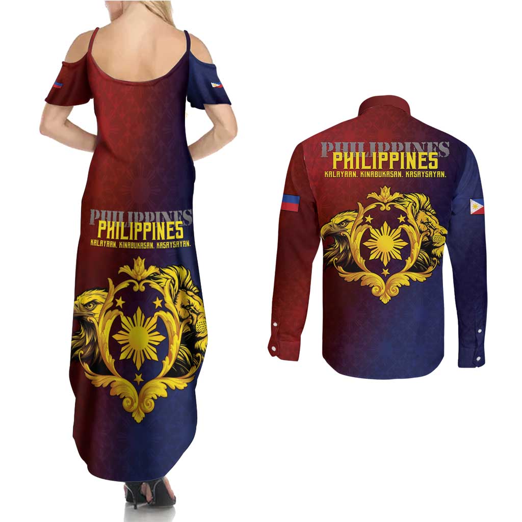 Philippines 127th Independence Day Couples Matching Summer Maxi Dress and Long Sleeve Button Shirt Special Style