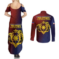 Philippines 127th Independence Day Couples Matching Summer Maxi Dress and Long Sleeve Button Shirt Special Style