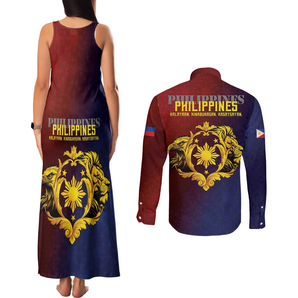 Philippines 127th Independence Day Couples Matching Tank Maxi Dress and Long Sleeve Button Shirt Special Style
