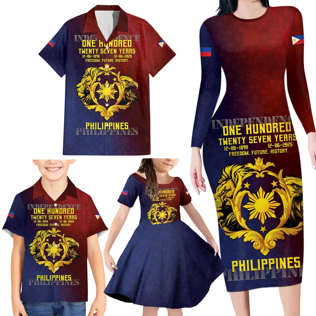 Philippines 127th Independence Day Family Matching Long Sleeve Bodycon Dress and Hawaiian Shirt Special Style