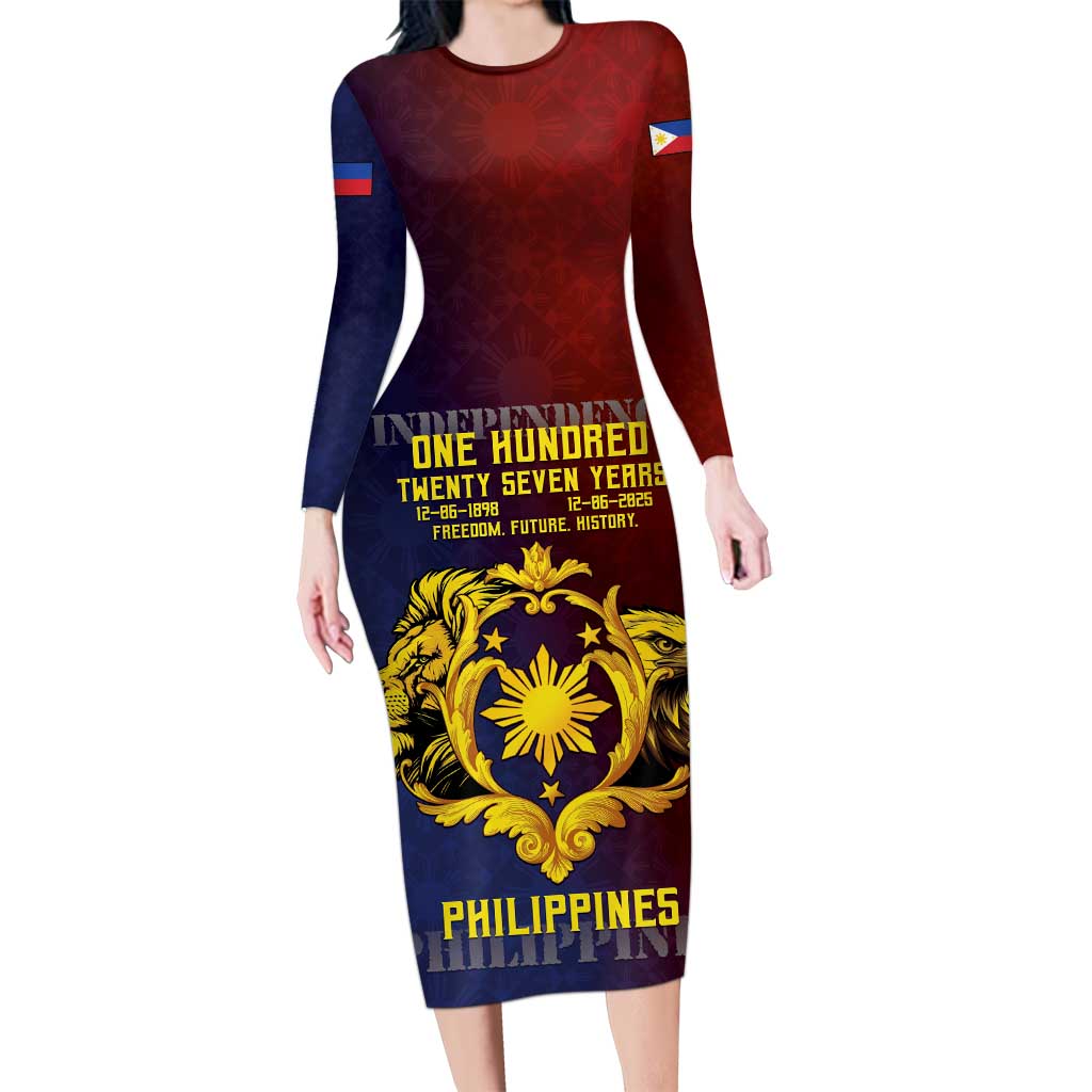 Philippines 127th Independence Day Family Matching Long Sleeve Bodycon Dress and Hawaiian Shirt Special Style