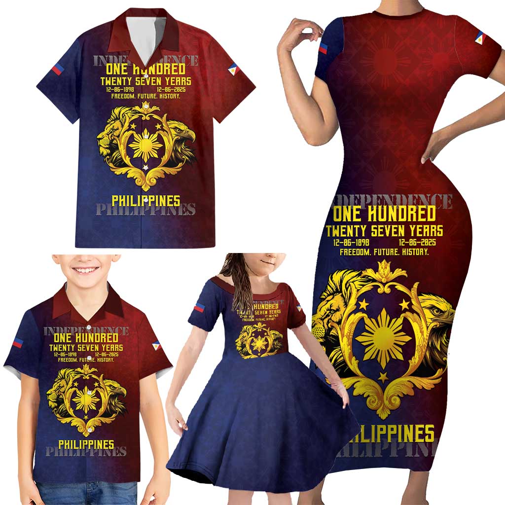 Philippines 127th Independence Day Family Matching Short Sleeve Bodycon Dress and Hawaiian Shirt Special Style