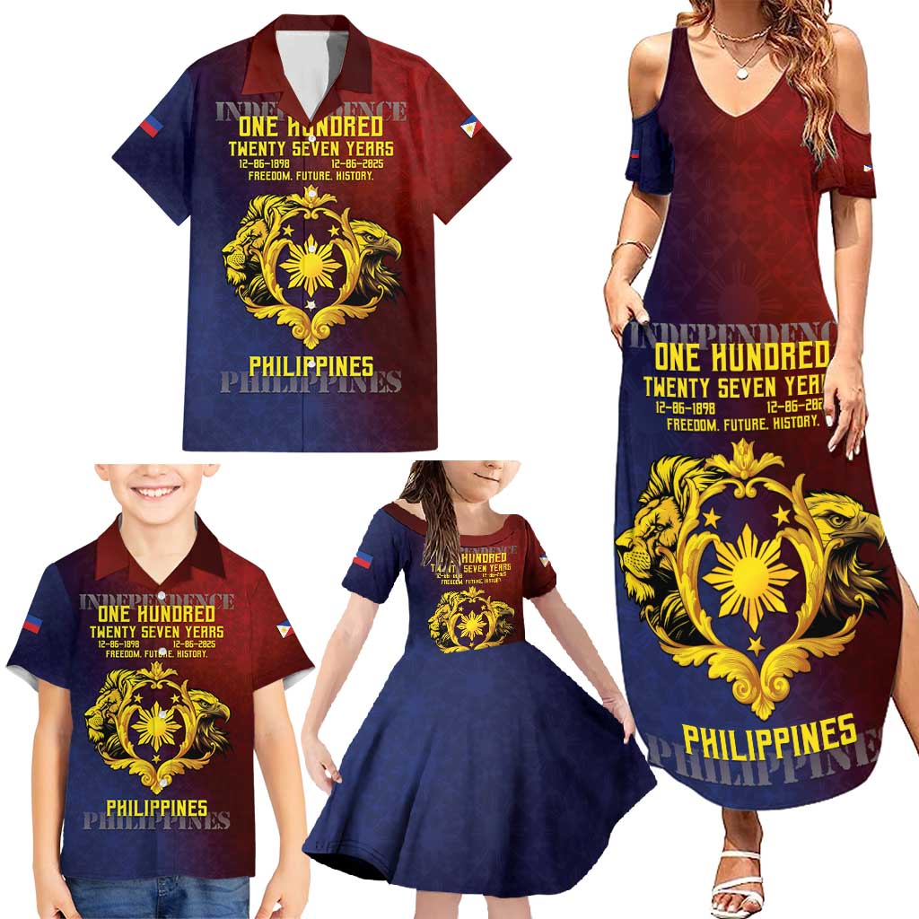 Philippines 127th Independence Day Family Matching Summer Maxi Dress and Hawaiian Shirt Special Style