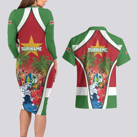 Suriname Ketikoti Couples Matching Long Sleeve Bodycon Dress and Hawaiian Shirt Happy Emancipation Day - Wonder Print Shop