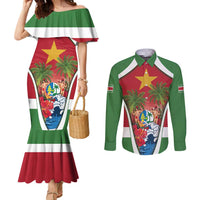 Suriname Ketikoti Couples Matching Mermaid Dress and Long Sleeve Button Shirt Happy Emancipation Day - Wonder Print Shop