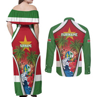 Suriname Ketikoti Couples Matching Off Shoulder Maxi Dress and Long Sleeve Button Shirt Happy Emancipation Day - Wonder Print Shop