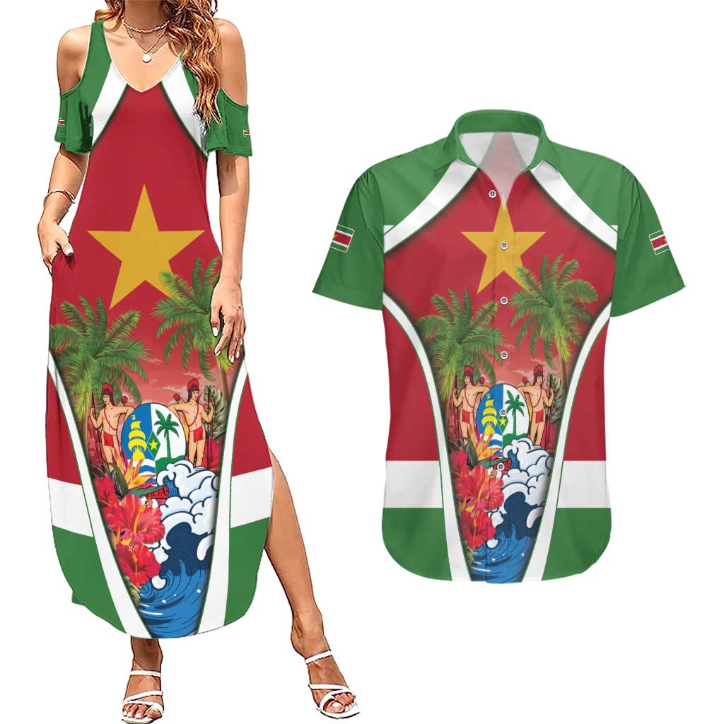 Suriname Ketikoti Couples Matching Summer Maxi Dress and Hawaiian Shirt Happy Emancipation Day - Wonder Print Shop