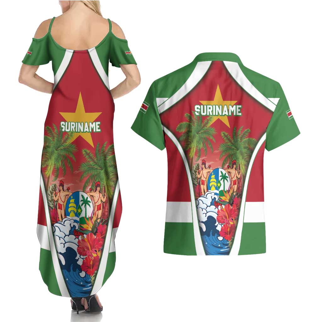 Suriname Ketikoti Couples Matching Summer Maxi Dress and Hawaiian Shirt Happy Emancipation Day - Wonder Print Shop