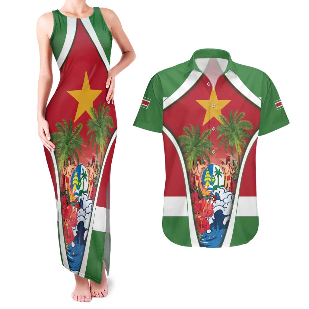 Suriname Ketikoti Couples Matching Tank Maxi Dress and Hawaiian Shirt Happy Emancipation Day - Wonder Print Shop