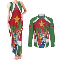 Suriname Ketikoti Couples Matching Tank Maxi Dress and Long Sleeve Button Shirt Happy Emancipation Day - Wonder Print Shop