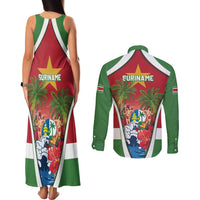 Suriname Ketikoti Couples Matching Tank Maxi Dress and Long Sleeve Button Shirt Happy Emancipation Day - Wonder Print Shop