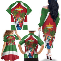 Suriname Ketikoti Family Matching Off The Shoulder Long Sleeve Dress and Hawaiian Shirt Happy Emancipation Day - Wonder Print Shop