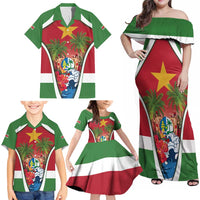 Suriname Ketikoti Family Matching Off Shoulder Maxi Dress and Hawaiian Shirt Happy Emancipation Day - Wonder Print Shop