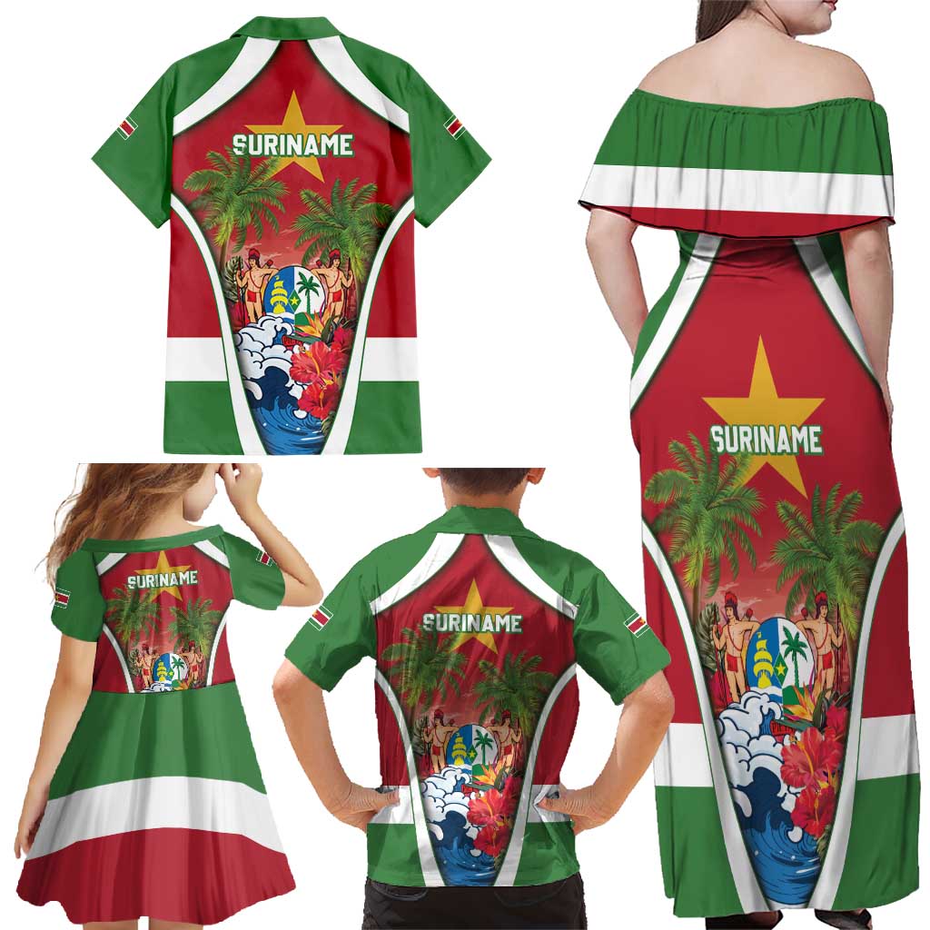 Suriname Ketikoti Family Matching Off Shoulder Maxi Dress and Hawaiian Shirt Happy Emancipation Day - Wonder Print Shop