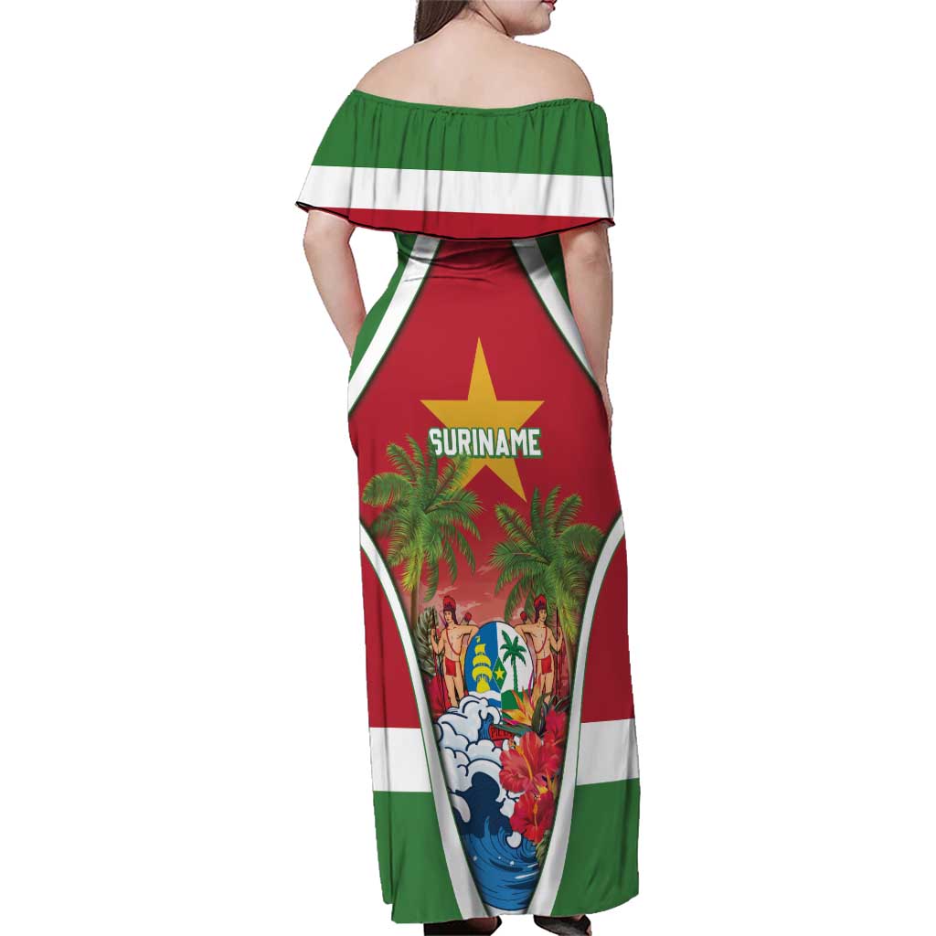 Suriname Ketikoti Family Matching Off Shoulder Maxi Dress and Hawaiian Shirt Happy Emancipation Day - Wonder Print Shop