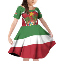 Suriname Ketikoti Family Matching Off Shoulder Short Dress and Hawaiian Shirt Happy Emancipation Day - Wonder Print Shop