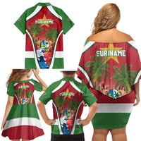 Suriname Ketikoti Family Matching Off Shoulder Short Dress and Hawaiian Shirt Happy Emancipation Day - Wonder Print Shop