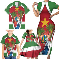 Suriname Ketikoti Family Matching Short Sleeve Bodycon Dress and Hawaiian Shirt Happy Emancipation Day - Wonder Print Shop