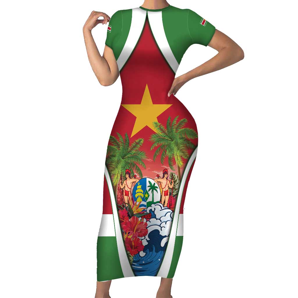Suriname Ketikoti Short Sleeve Bodycon Dress Happy Emancipation Day - Wonder Print Shop