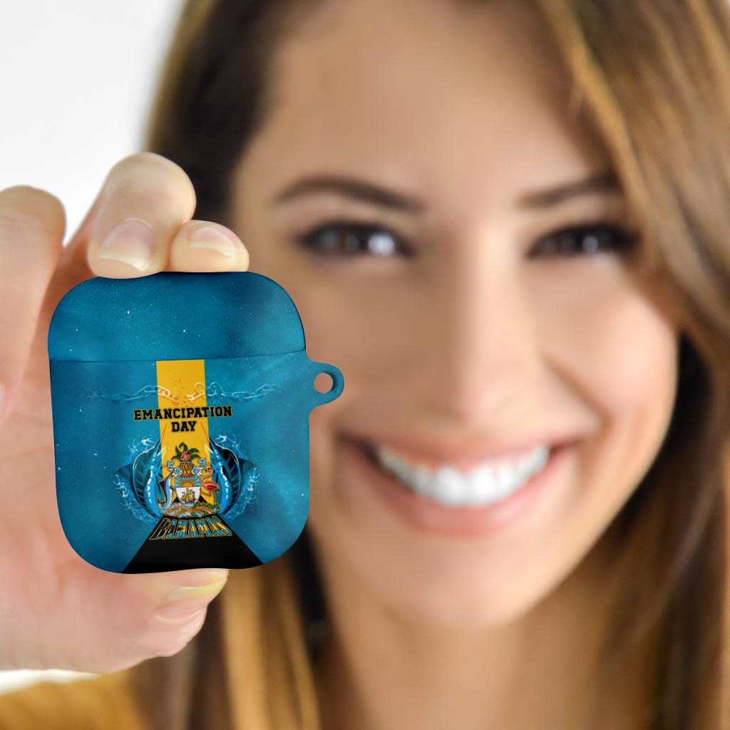Bahamas Emancipation Day AirPods Case Blue Marlin With Coat Of Arms - Wonder Print Shop