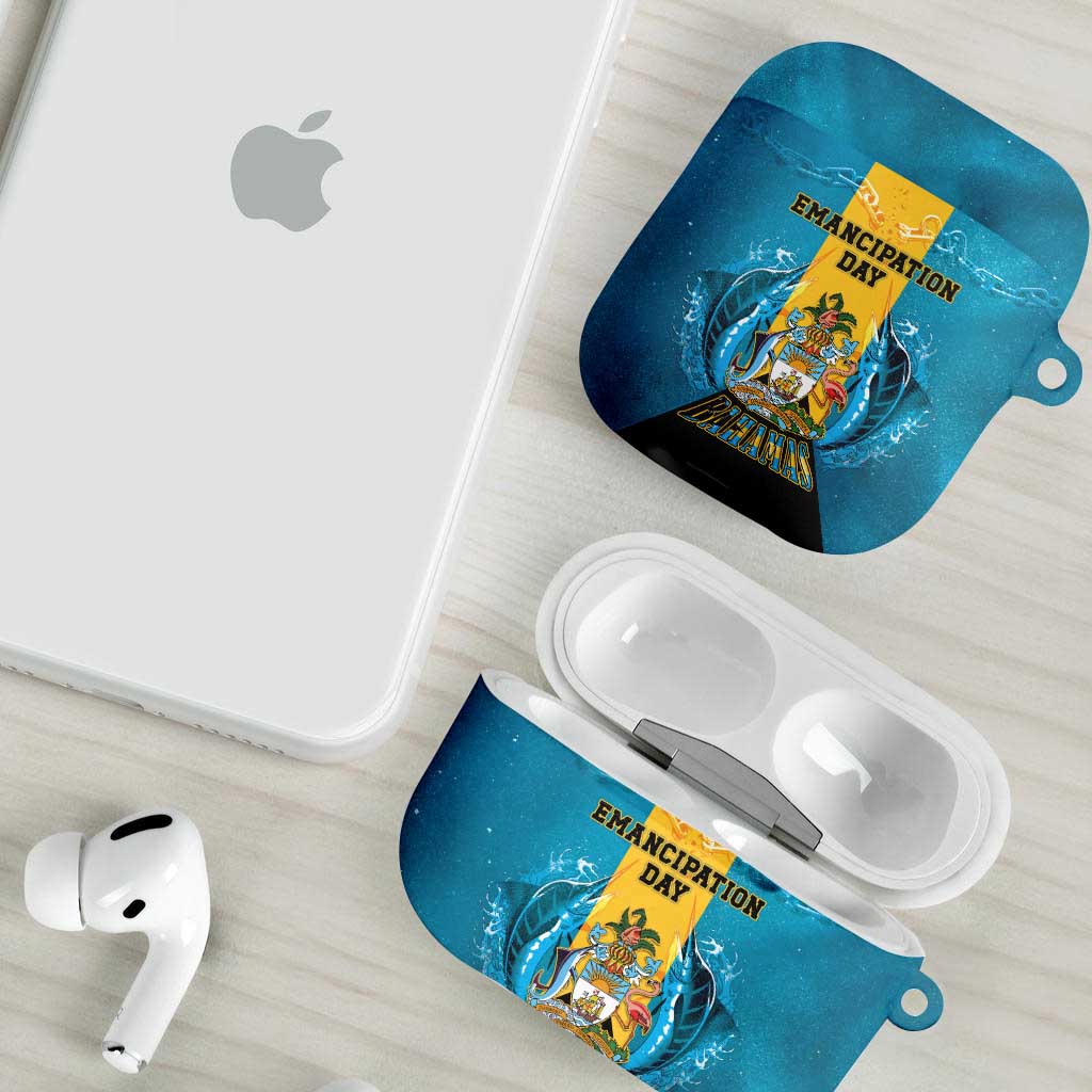 Bahamas Emancipation Day AirPods Case Blue Marlin With Coat Of Arms - Wonder Print Shop