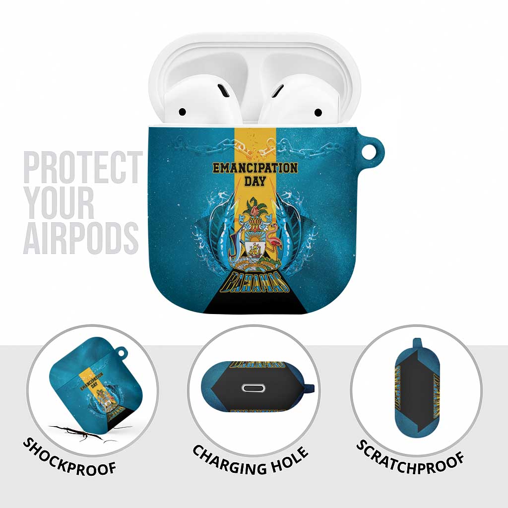 Bahamas Emancipation Day AirPods Case Blue Marlin With Coat Of Arms - Wonder Print Shop