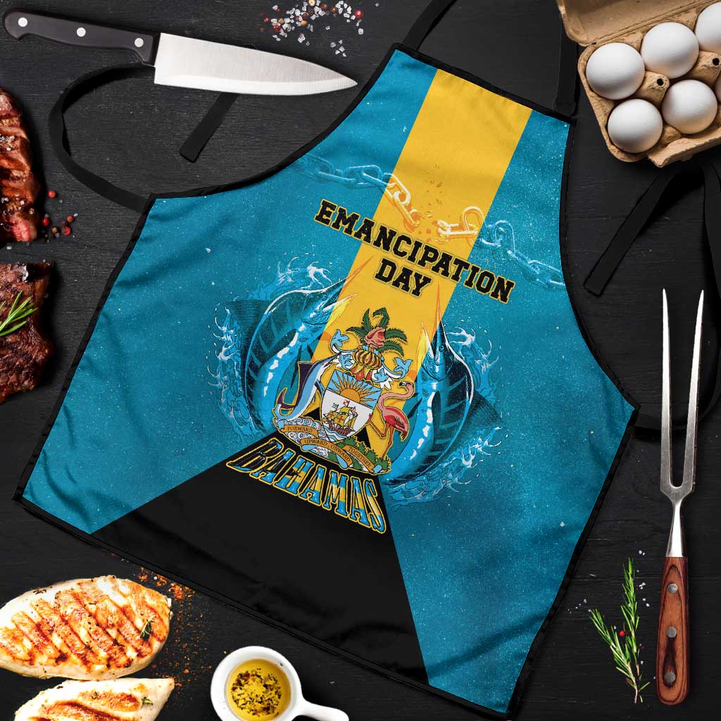 Bahamas Emancipation Day Apron Blue Marlin With Coat Of Arms - Wonder Print Shop