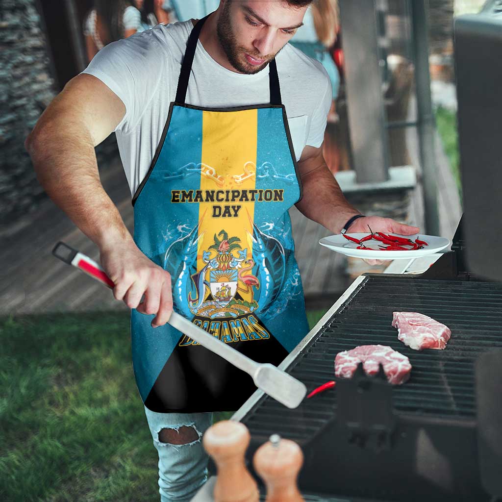 Bahamas Emancipation Day Apron Blue Marlin With Coat Of Arms - Wonder Print Shop