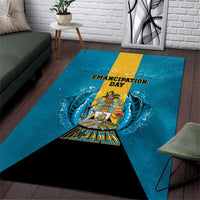 Bahamas Emancipation Day Area Rug Blue Marlin With Coat Of Arms - Wonder Print Shop