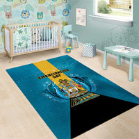 Bahamas Emancipation Day Area Rug Blue Marlin With Coat Of Arms - Wonder Print Shop