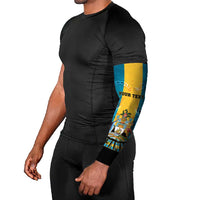 Personalized Bahamas Emancipation Day Arm Sleeves Blue Marlin With Coat Of Arms - Wonder Print Shop