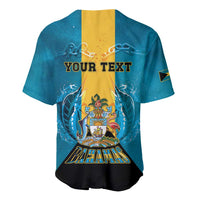 Personalized Bahamas Emancipation Day Baseball Jersey Blue Marlin With Coat Of Arms - Wonder Print Shop