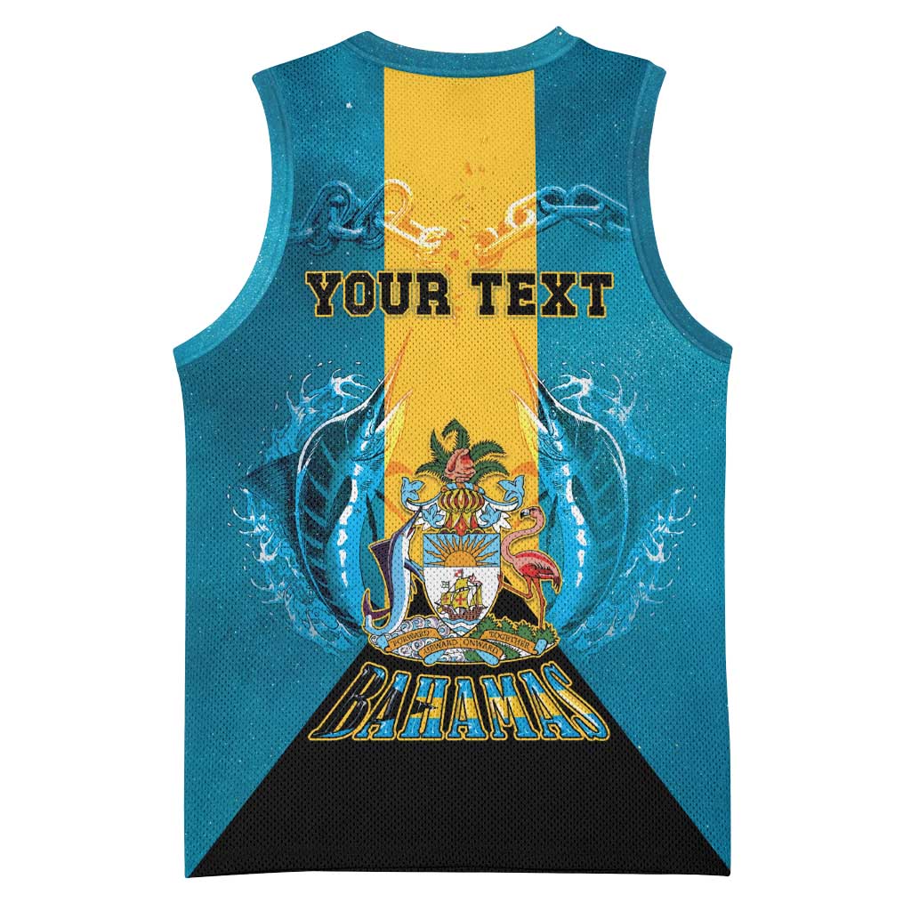 Personalized Bahamas Emancipation Day Basketball Jersey Blue Marlin With Coat Of Arms - Wonder Print Shop