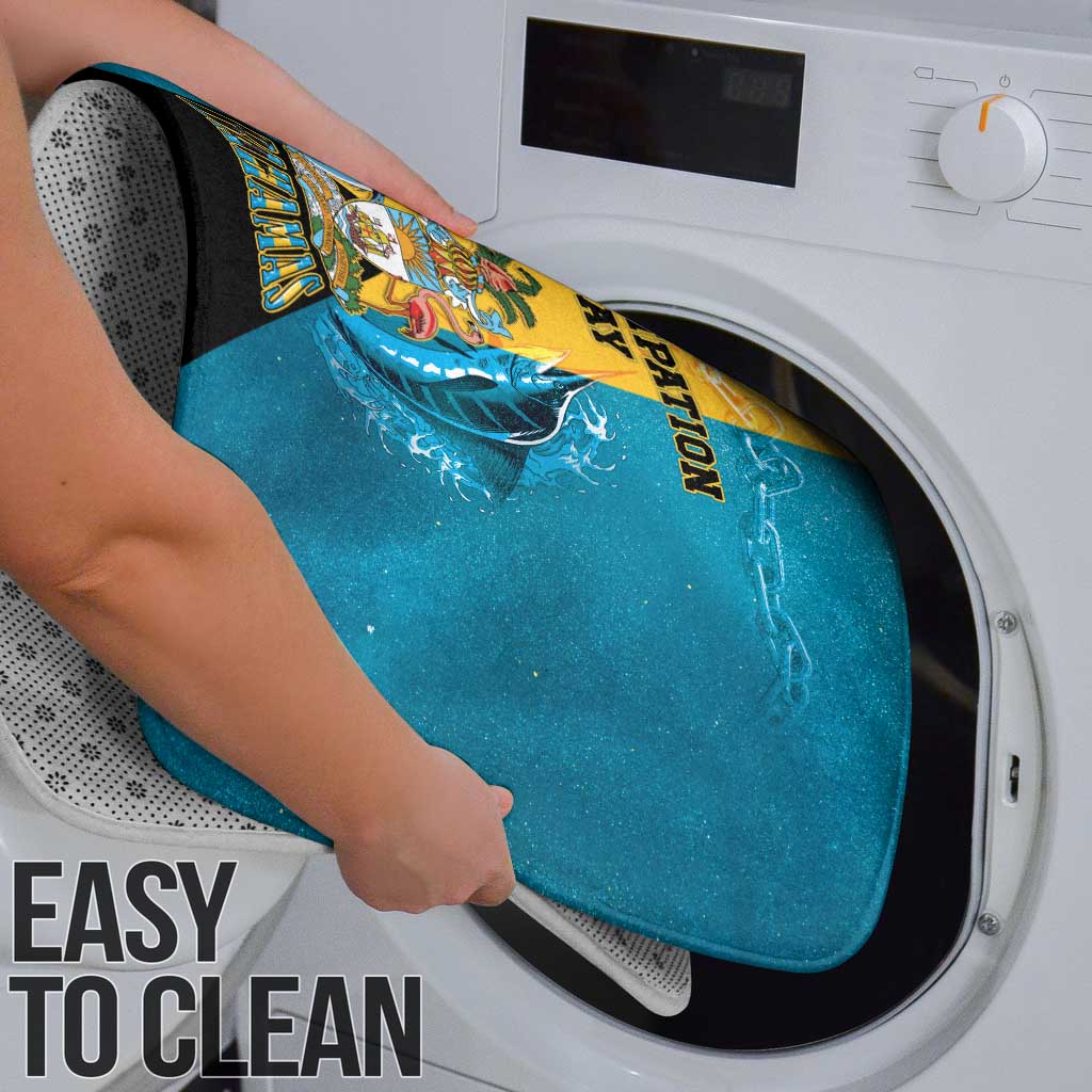 Bahamas Emancipation Day Bathroom Set Blue Marlin With Coat Of Arms - Wonder Print Shop