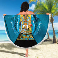 Bahamas Emancipation Day Beach Blanket Blue Marlin With Coat Of Arms - Wonder Print Shop