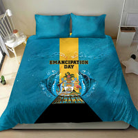 Bahamas Emancipation Day Bedding Set Blue Marlin With Coat Of Arms - Wonder Print Shop