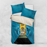 Bahamas Emancipation Day Bedding Set Blue Marlin With Coat Of Arms - Wonder Print Shop
