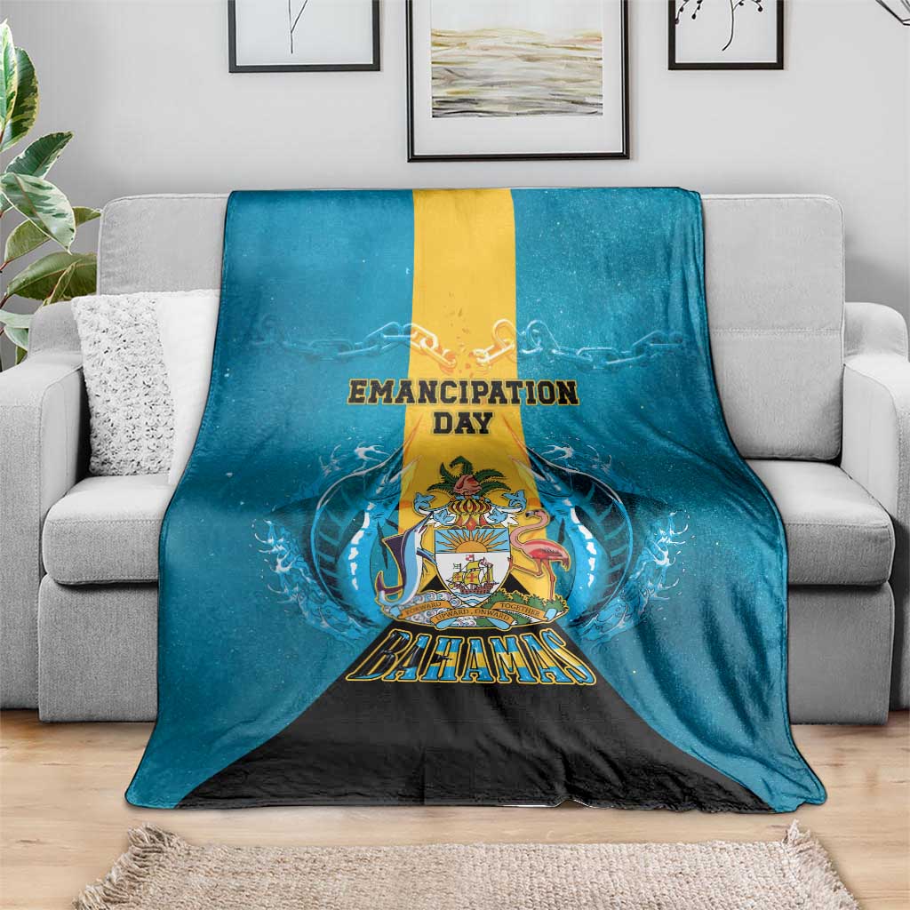 Bahamas Emancipation Day Blanket Blue Marlin With Coat Of Arms - Wonder Print Shop