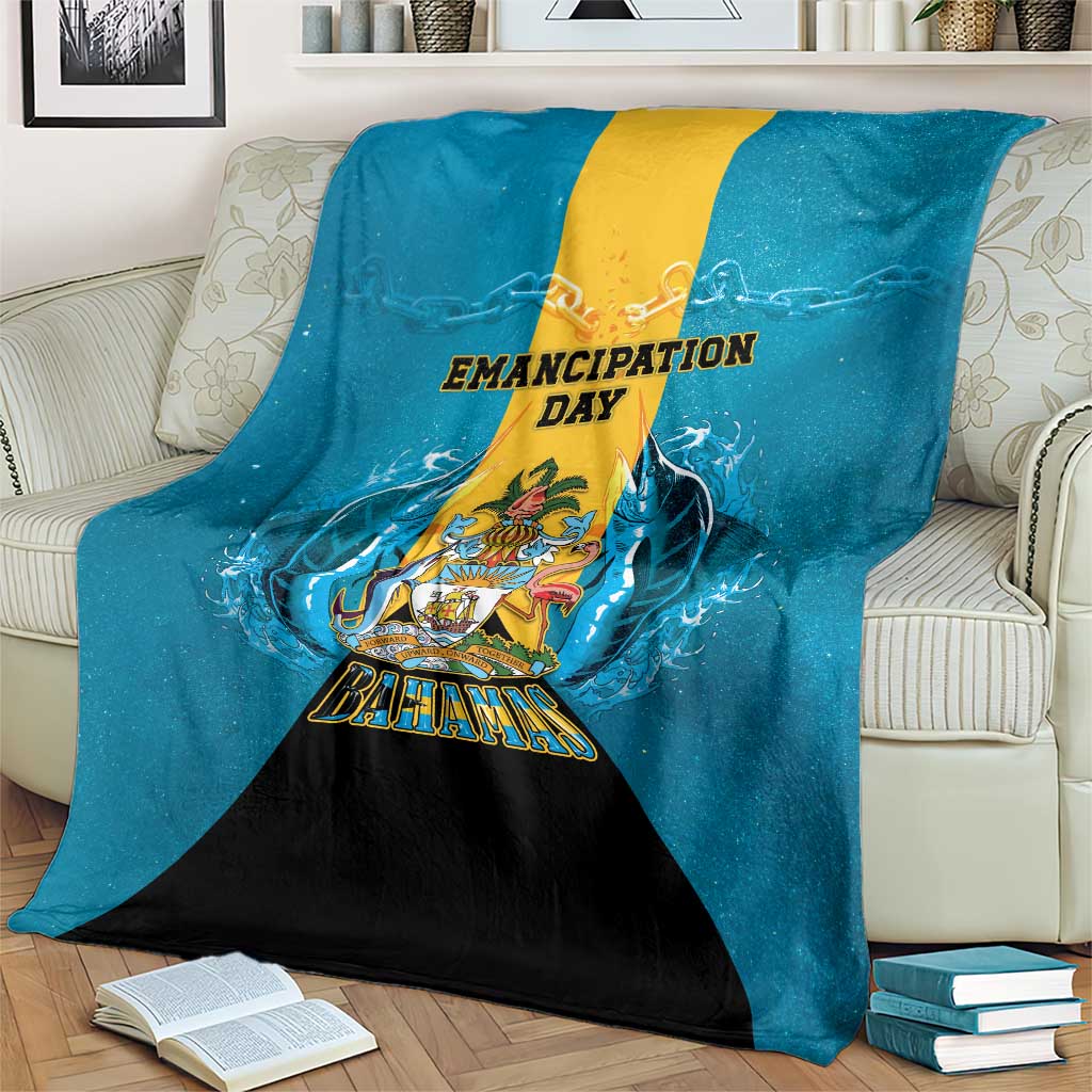 Bahamas Emancipation Day Blanket Blue Marlin With Coat Of Arms - Wonder Print Shop