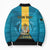 Personalized Bahamas Emancipation Day Bomber Puffer Jacket Blue Marlin With Coat Of Arms - Wonder Print Shop