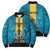 Personalized Bahamas Emancipation Day Bomber Puffer Jacket Blue Marlin With Coat Of Arms - Wonder Print Shop