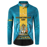 Personalized Bahamas Emancipation Day Button Sweatshirt Blue Marlin With Coat Of Arms - Wonder Print Shop