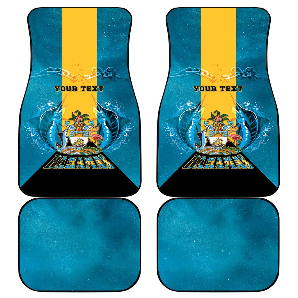 Bahamas Emancipation Day Car Mats Blue Marlin With Coat Of Arms - Wonder Print Shop