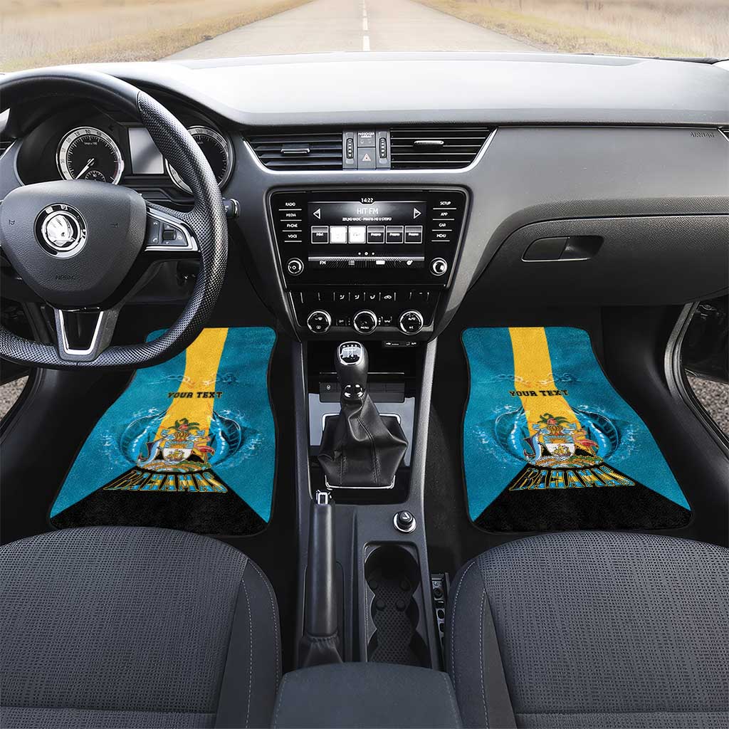 Bahamas Emancipation Day Car Mats Blue Marlin With Coat Of Arms - Wonder Print Shop
