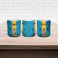 Personalized Bahamas Emancipation Day Ceramic Mug Blue Marlin With Coat Of Arms - Wonder Print Shop