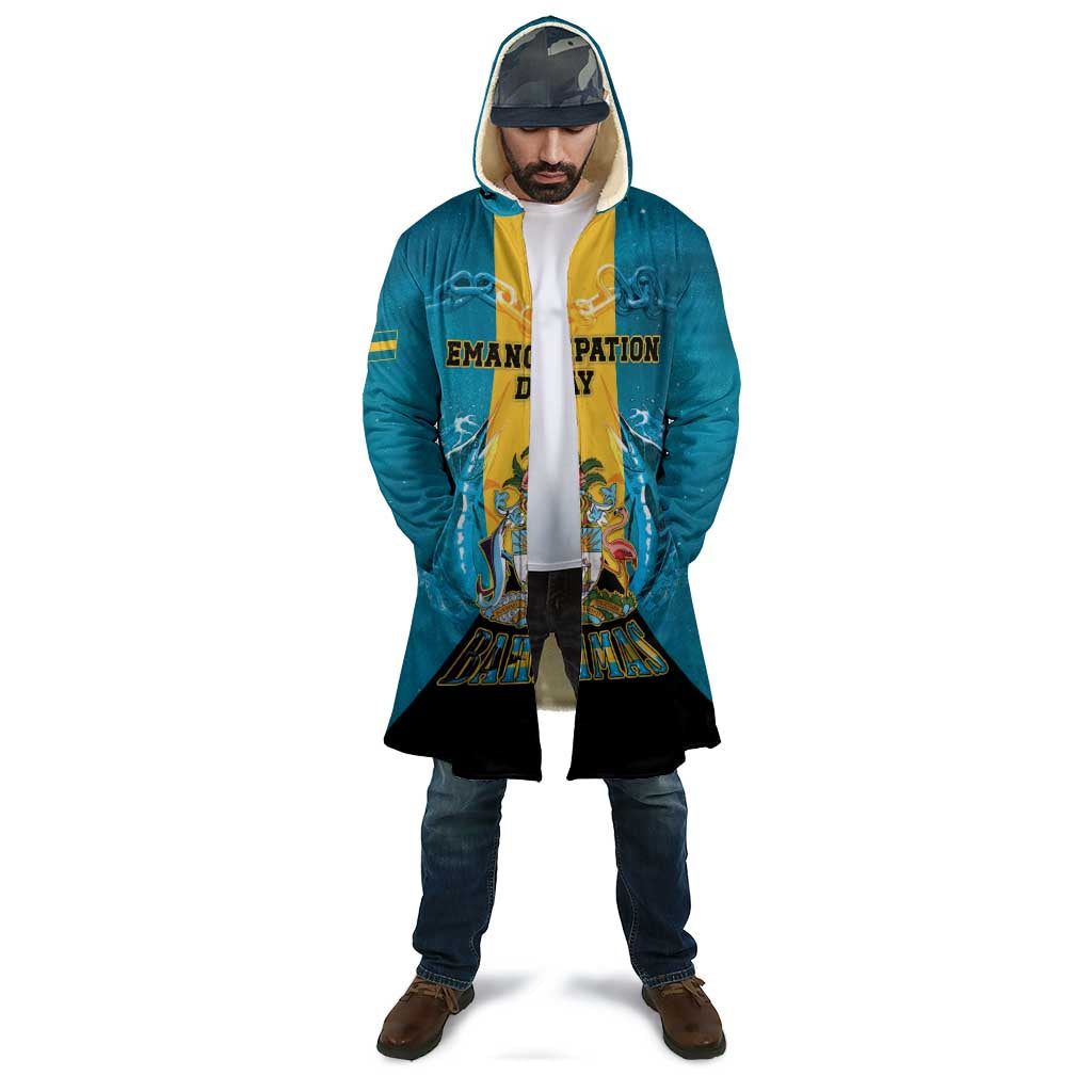 Personalized Bahamas Emancipation Day Cloak Blue Marlin With Coat Of Arms - Wonder Print Shop