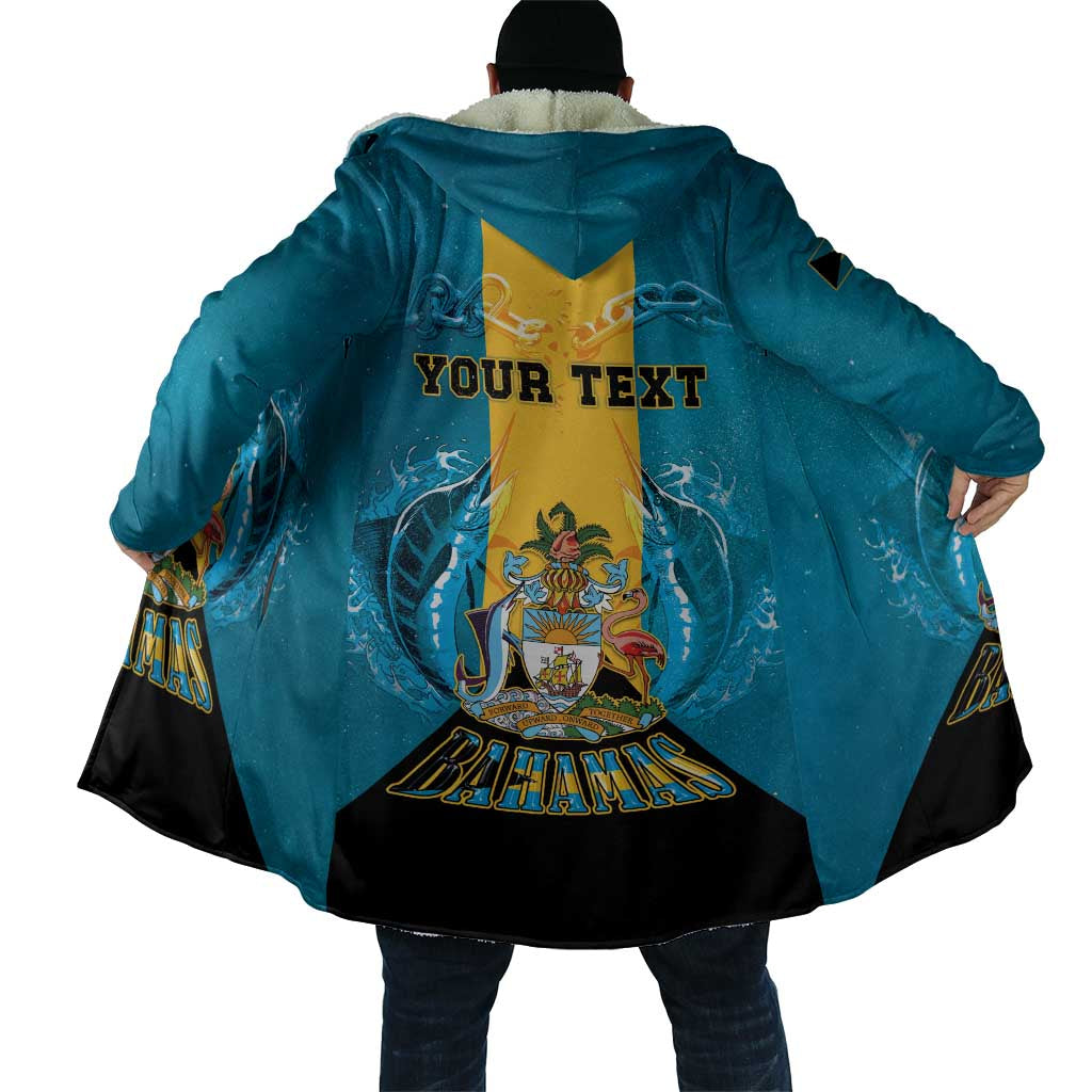 Personalized Bahamas Emancipation Day Cloak Blue Marlin With Coat Of Arms - Wonder Print Shop