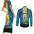 Personalized Bahamas Emancipation Day Couples Matching Short Sleeve Bodycon Dress and Long Sleeve Button Shirt Blue Marlin With Coat Of Arms - Wonder Print Shop